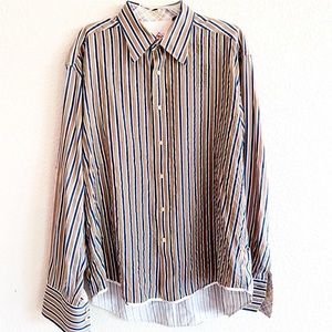 Robert Graham Stripe Button Down Contrast Print Shirt